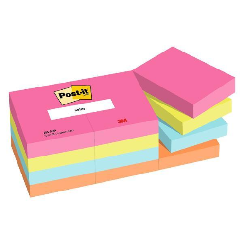 3M POST-IT POPTIMISTIC BLOCCHETTO CON 100 FOGLI 38X51 mm COLORI ASSORTITI CONF 12 Pz.